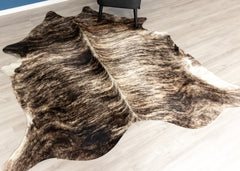 Dark Brindle Cowhide Rug (Size: 240 X 220 CM)