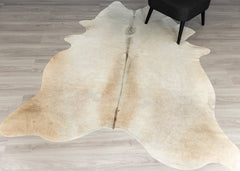 Beige And White Cowhide Rug (Size: 230 X 180 CM)