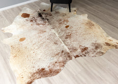 Salt Pepper Brown & White Cowhide Rug (Size: 240 X 200 CM)