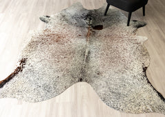 Salt Pepper Tri-Color Cowhide Rug (Size: 240 X 190 CM)