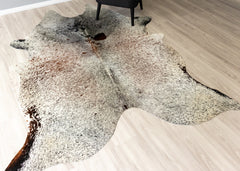 Salt Pepper Tri-Color Cowhide Rug (Size: 240 X 190 CM)