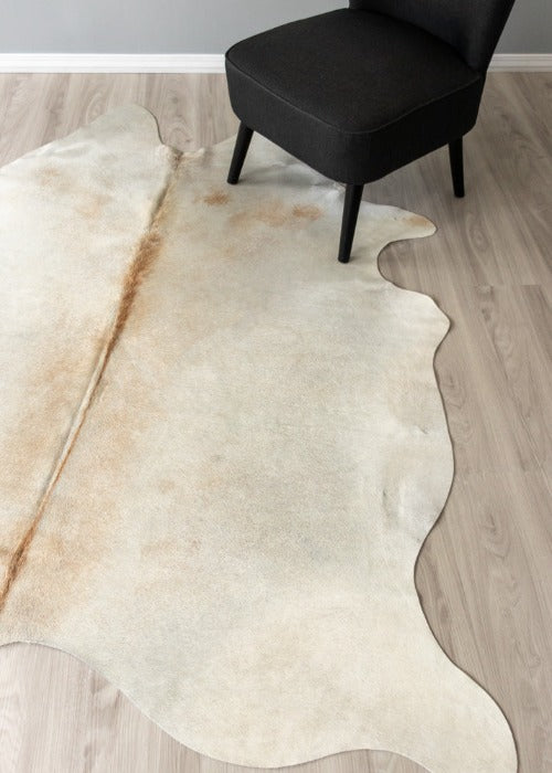 Beige And White Cowhide Rug (Size: 200 X 190 CM)