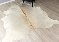 Beige And White Cowhide Rug (Size: 200 X 190 CM)