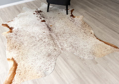 Salt Pepper Brown & White Cowhide Rug (Size: 210 X 190 CM)