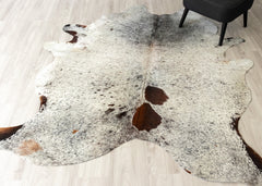 Salt Pepper Tri-Color Cowhide Rug (Size: 220 X 200 CM)