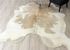 Beige And White Cowhide Rug (Size: 220 X 190 CM)