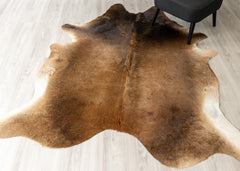 Chocolate Tan Cowhide Rug (Size: 210 X 180 CM)