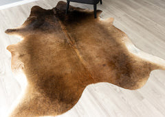 Chocolate Tan Cowhide Rug (Size: 210 X 180 CM)