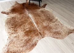 Salt Pepper Brown & White Cowhide Rug (Size: 260 X 230 CM)