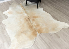 Beige And White Cowhide Rug (Size: 200 X 180 CM)
