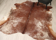 (Rare) Salt Pepper Brown & White Cowhide Rug (Size: 240 X 200 CM) CHR2706