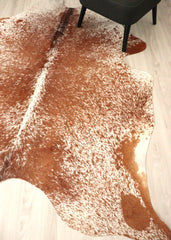 (Rare) Salt Pepper Brown & White Cowhide Rug (Size: 220 X 200 CM) CHR2709