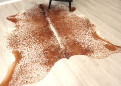 (Rare) Salt Pepper Brown & White Cowhide Rug (Size: 220 X 200 CM) CHR2709