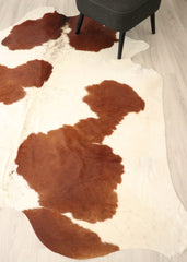 Brown And White Cowhide Rug (Size: 240 X 210 CM) CHR2711