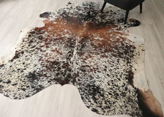 (Rare) Salt Pepper Tri-Color Cowhide Rug (Size: 240 X 210 CM) CHR2727