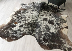 (Rare) Salt Pepper Tri-Color Cowhide Rug (Size: 240 X 220 CM) CHR2447