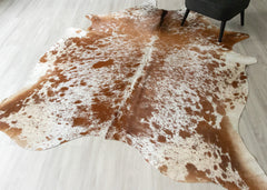(Rare) Salt Pepper Brown & White Cowhide Rug (Size: 260 X 220 CM) CHR2448