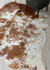 (Rare) Salt Pepper Brown & White Cowhide Rug (Size: 250 X 200 CM) CHR2449