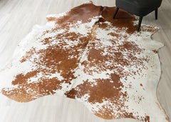 (Rare) Salt Pepper Brown & White Cowhide Rug (Size: 250 X 200 CM) CHR2449