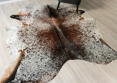 (Rare) Salt Pepper Tri-Color Cowhide Rug (Size: 230 X 190 CM) CHR2437