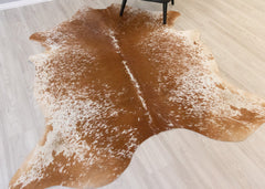 Salt Pepper Brown & White Cowhide Rug (Size: 230 X 190 CM) CHR2143