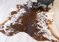 Salt Pepper Brown & White Cowhide Rug (Size: 210 X 190 CM) CHR 2106