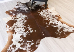 Salt Pepper Brown & White Cowhide Rug (Size: 210 X 190 CM) CHR 2106