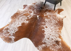 Salt Pepper Brown & White Cowhide Rug (Size: 240 X 200 CM) CHR2126