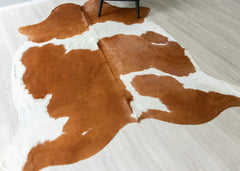 Brown And White Cowhide Rug (Size: 240 X 210 CM) CHR2650