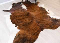 Dark White Spine Belly Brindle Cowhide Rug (Size: 260 X 230 CM) CHR2078