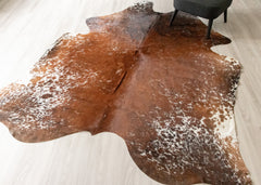 (Rare) Salt Pepper Tri-Color Cowhide Rug (Size: 260 X 220 CM) CHR2651