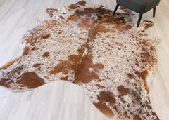 Salt Pepper Brown & White Cowhide Rug (Size: 240 X 200 CM) CHR2128