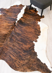 Dark White Spine Belly Brindle Cowhide Rug (Size: 220 X 200 CM) CHR2080