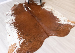 Salt Pepper Brown & White Cowhide Rug (Size: 230 X 210 CM) CHR2082