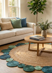 Multicolor Handmade Jute Round Rug