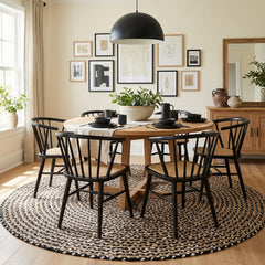 Black & White Handmade Jute Round Rug
