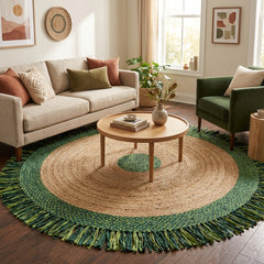 Green Handmade Jute Round Rug