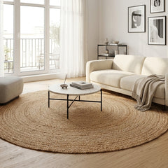 Natural Seamless Braided Jute Rug – Handmade 10mm Thick