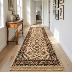 Authentic Wool Hand-Knotted Floral Hallway Runner Rug – 76 x 260 CM