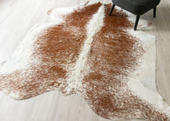 (Rare) Salt Pepper Brown & White Cowhide Rug (Size: 230 X 210 CM) CHR2625