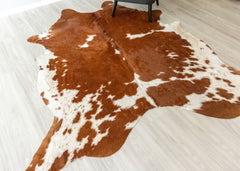 Brown And White Cowhide Rug (Size: 230 X 220 CM) CHR1855