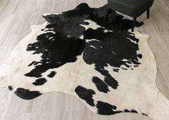 Black and white cow skin rug