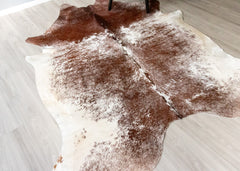 Salt Pepper Brown & White Cowhide Rug (Size: 250 X 210 CM) CHR1844