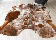 Salt Pepper Brown & White Cowhide Rug (Size: 240 X 230 CM) CHR1846