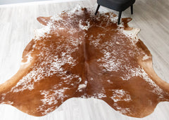 Salt Pepper Brown & White Cowhide Rug (Size: 250 X 220 CM) CHR1847