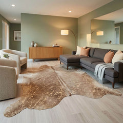 Designer Gold Speckled Champagne Cowhide Rug (Size: 250 x 220 CM)