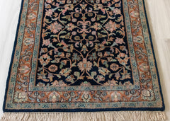 Oriental Agra Hand-Knotted Wool Hallway Runner Rug – 87 x 240 cm