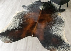 Salt Pepper Tri-Color Cowhide Rug (Size: 240 X 200 CM) CHR2311