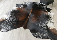 Salt Pepper Tri-Color Cowhide Rug (Size: 260 X 230 CM) CHR2304