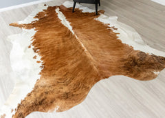 Medium White Spine Belly Brindle Cowhide Rug (Size: 280 X 240 CM) CHR2331